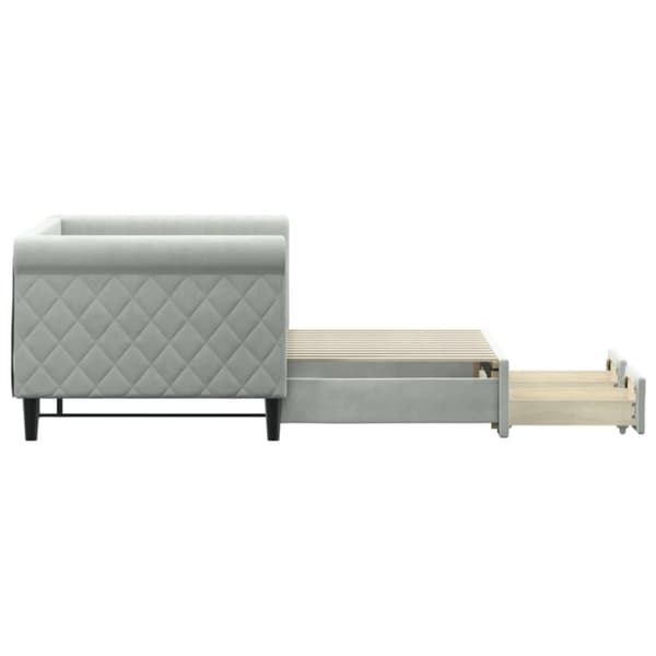 daybed med udtræk og skuffer 80x200 cm velour lysegrå