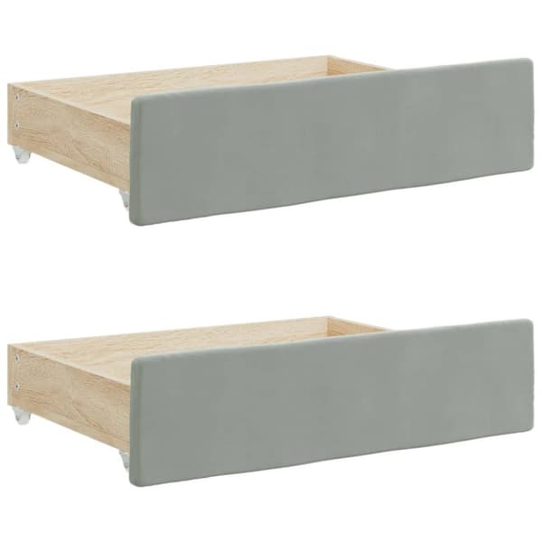daybed med udtræk og skuffer 80x200 cm velour lysegrå