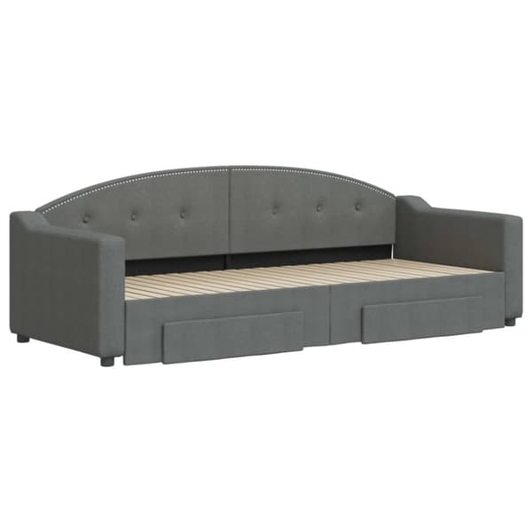 daybed med udtræk og skuffer 80x200 cm stof mørkegrå