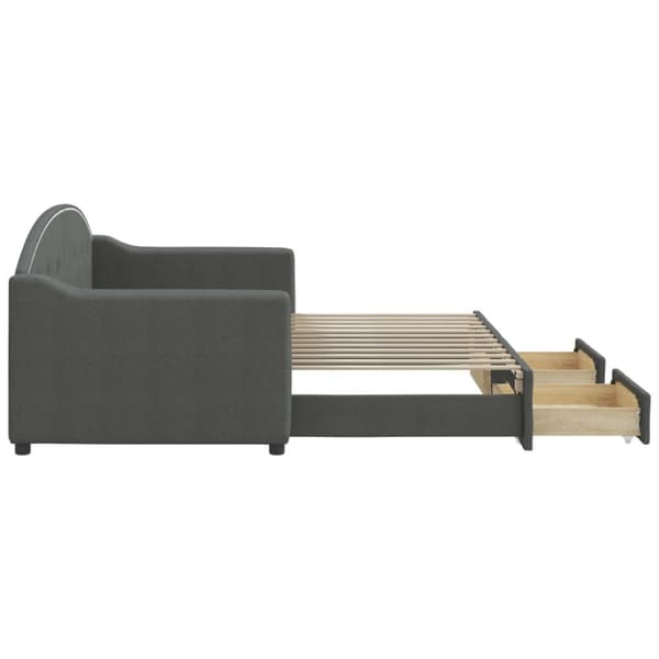 daybed med udtræk og skuffer 80x200 cm stof mørkegrå