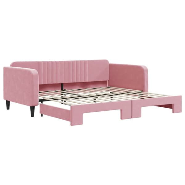 daybed med udtræk 100x200 cm velour lyserød