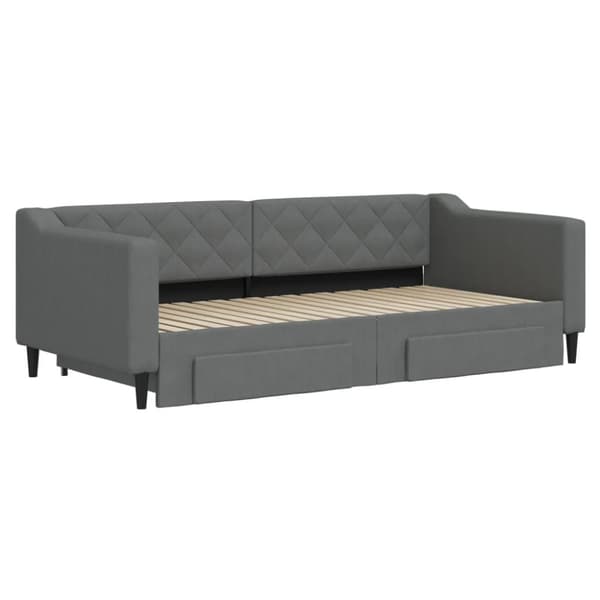 daybed med udtræk og skuffer 90x190 cm stof mørkegrå
