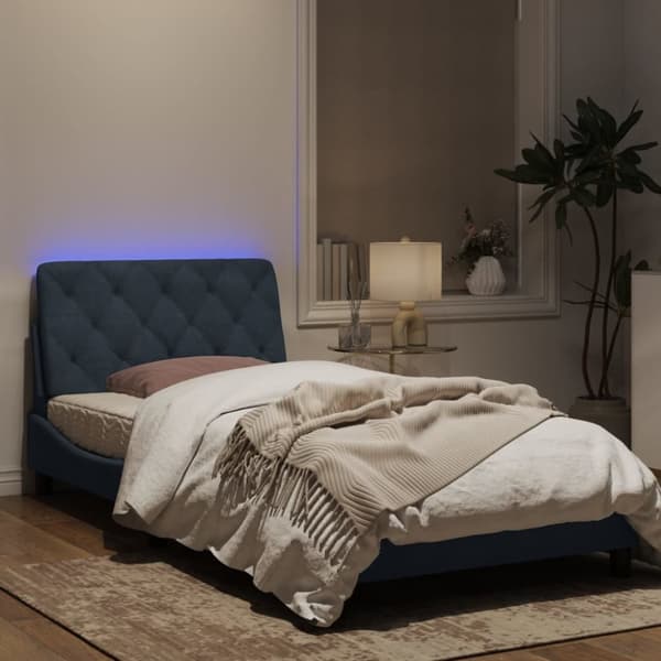 sengeramme med LED-lys 100x200 cm velour mørkegrå