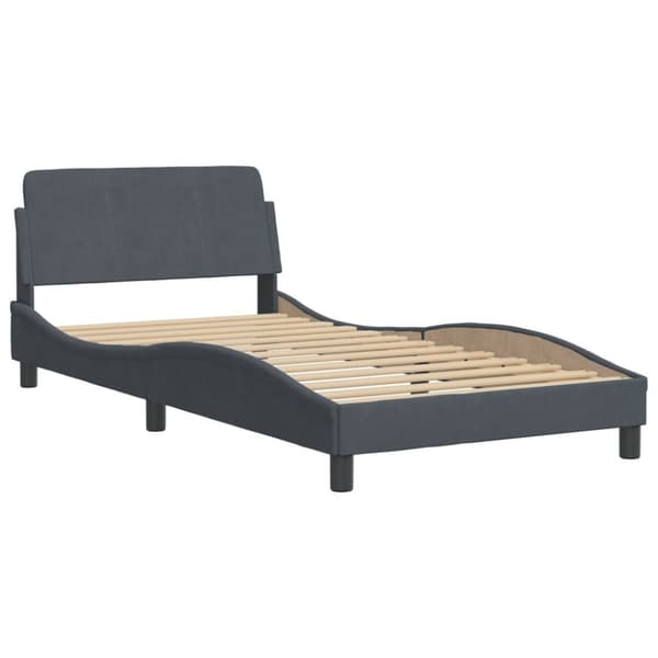 sengeramme med sengegavl 100x200 cm fløjl mørkegrå