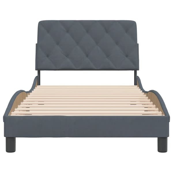 sengeramme med sengegavl 100x200 cm fløjl mørkegrå