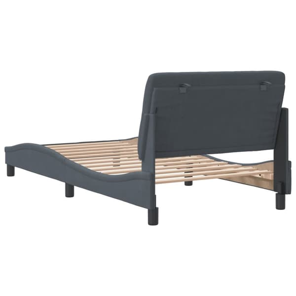 sengeramme med sengegavl 100x200 cm fløjl mørkegrå