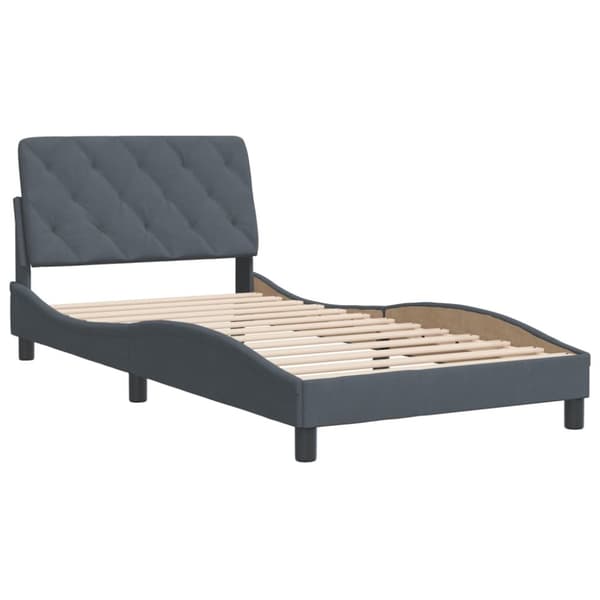 sengeramme med sengegavl 100x200 cm fløjl mørkegrå