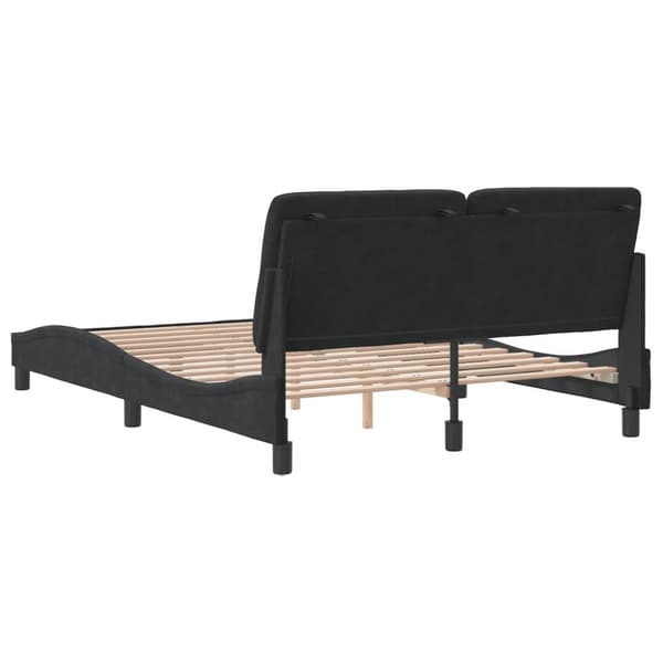 sengeramme med sengegavl 140x200 cm fløjl sort