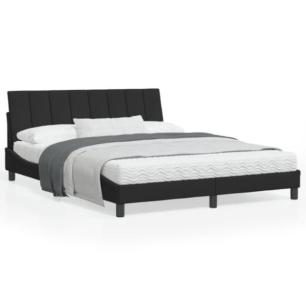 sengeramme med LED-lys 160x200 cm velour sort