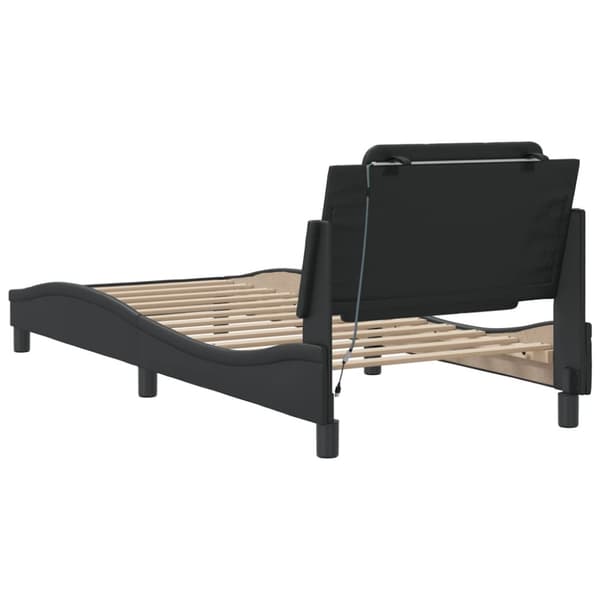 sengeramme med LED-lys 90x190 cm kunstlæder sort