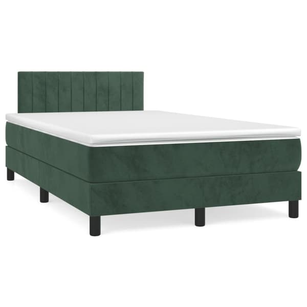 kontinentalseng med madras 120x190 cm velour mørkegrøn