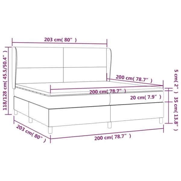 kontinentalseng med madras 200x200 cm stof blå