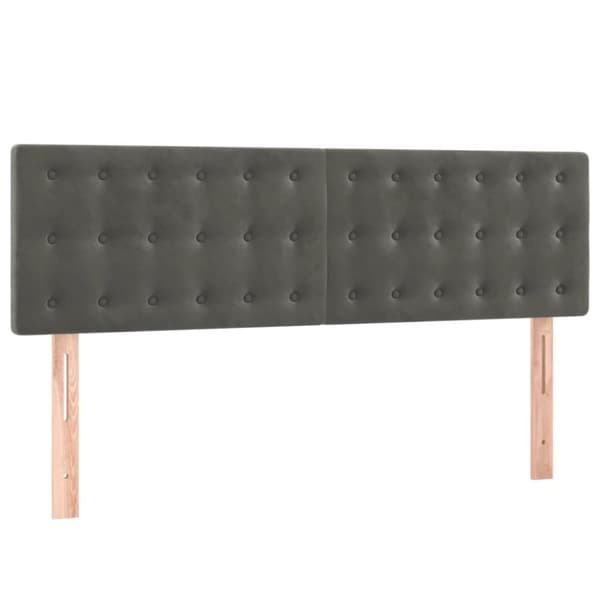 Ramsäng med madrass & LED mörkgrå 140x190 cm sammet