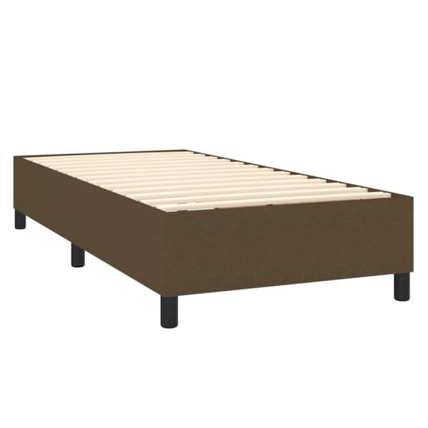 Ramsäng med madrass mörkbrun 90x190 cm tyg