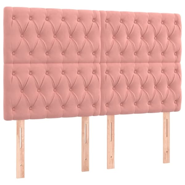 Ramsäng med madrass rosa & LED 160x200 cm sammet