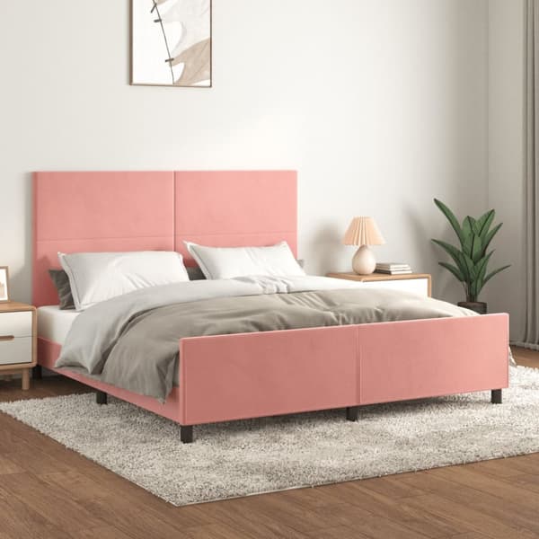 sengeramme med sengegavl 160x200 cm fløjl pink