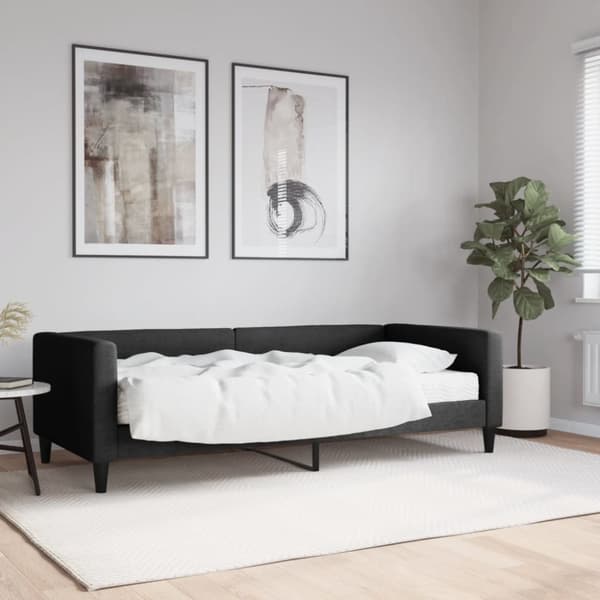 Dagbädd med madrass svart 90x190 cm tyg