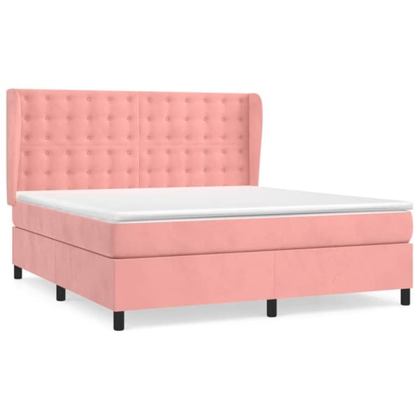 Ramsäng med madrass rosa 160x200 cm sammet