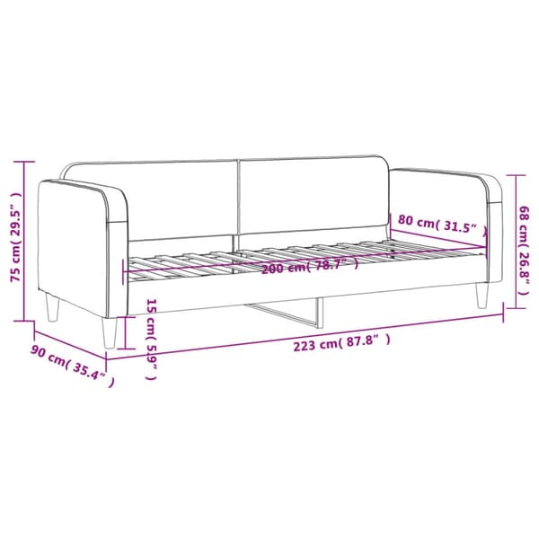 daybed 80x200 cm stof gråbrun