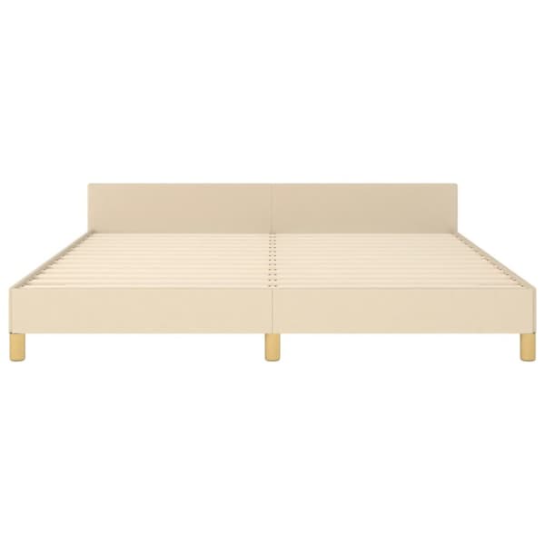 sengeramme med sengegavl 180x200 cm stof cremefarvet