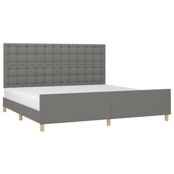 sengeramme med sengegavl 200x200 cm stof mørkegrå