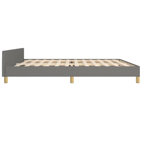 sengeramme med sengegavl 200x200 cm stof mørkegrå