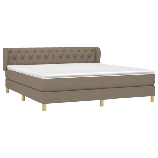 Ramsäng med madrass taupe 160x200 cm tyg