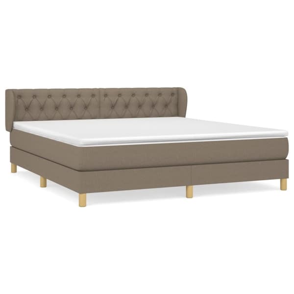 Ramsäng med madrass taupe 160x200 cm tyg