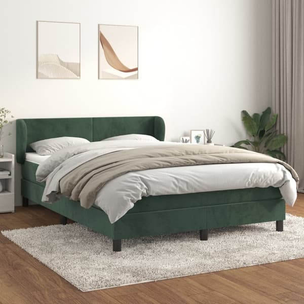kontinentalseng med madras 140x190 cm fløjl mørkegrøn