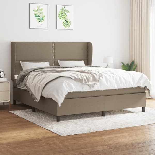 Mannermainen sänky patjalla, taupe, kangas, 160x200 cm