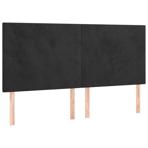 Ramsäng med madrass svart 160x200 cm sammet