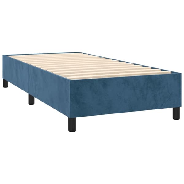 Ramsäng med madrass mörkblå 90x190 cm sammet