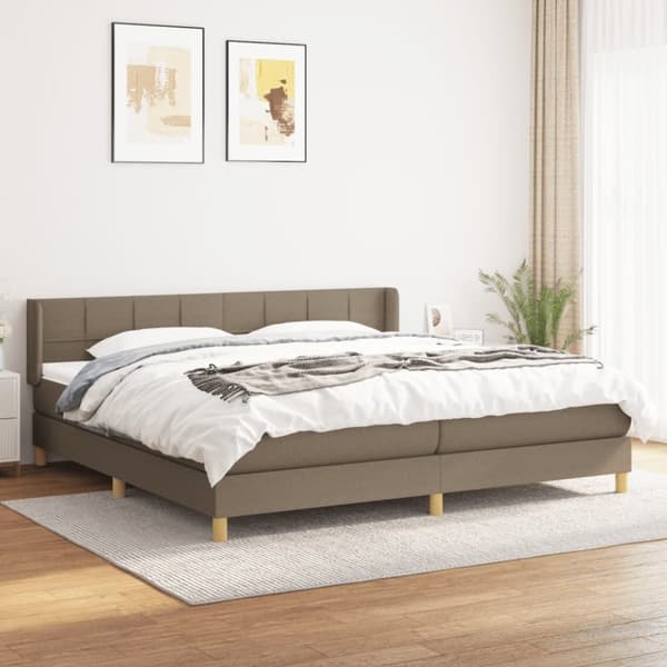 Ramsäng med madrass taupe 200x200 cm tyg