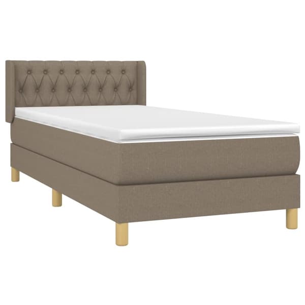 Ramsäng med madrass taupe 100x200 cm tyg