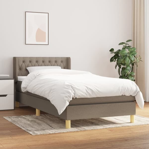 Ramsäng med madrass taupe 100x200 cm tyg