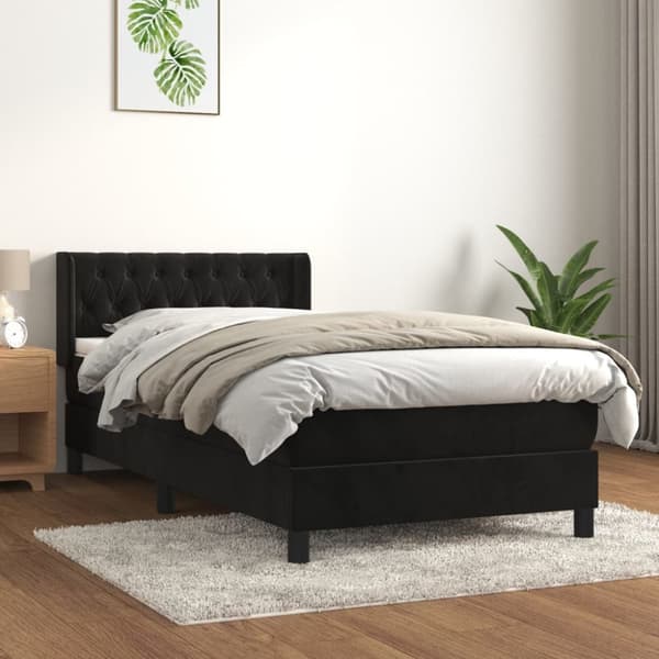 kontinentalseng med madras 100x200 cm fløjl sort