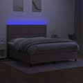 Miniatyrbillede 4 af 8: kontinentalseng med LED-lys 160x200 cm stof gråbrun