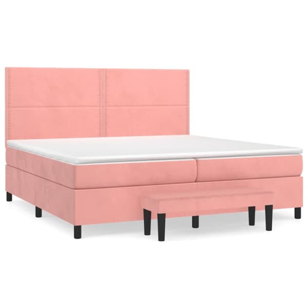 Ramsäng med madrass rosa 200x200 cm sammet