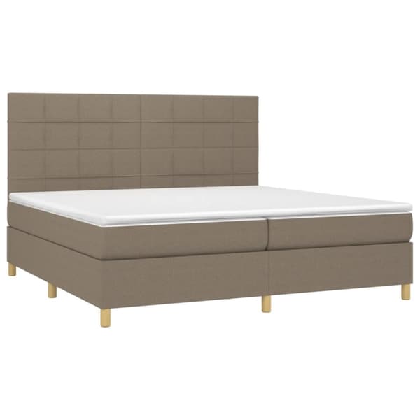 Mannermainen sänky patjalla, taupe, 200 x 200 cm, kangas