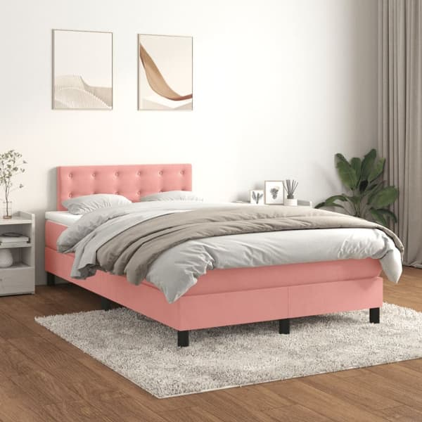 Ramsäng med madrass rosa 120x200 cm sammet