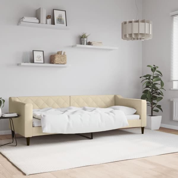 daybed 80x200 cm stof cremefarvet