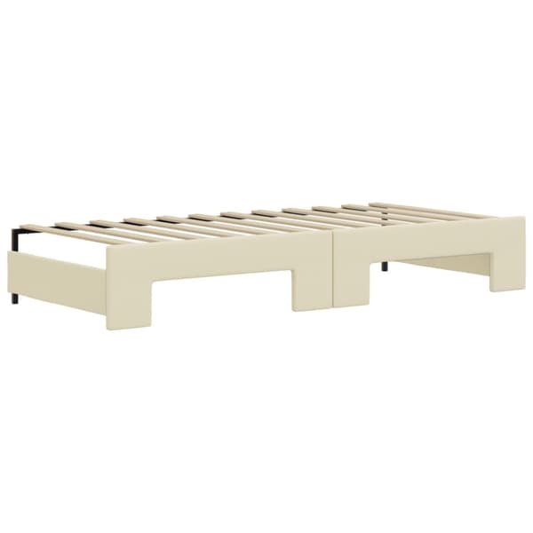 Dagbädd utdragbar med madrasser gräddvit 90x200 cm konstläder