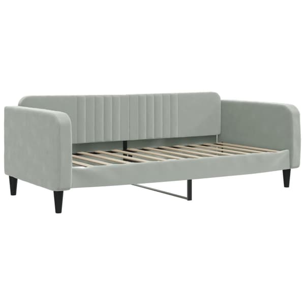 daybed med udtræk og madras 90x200 cm velour lysegrå