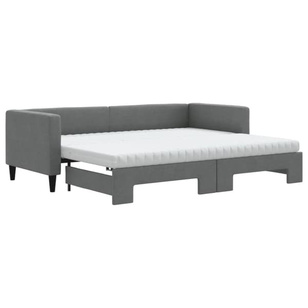 daybed med udtræk og madras 80x200 cm stof mørkegrå