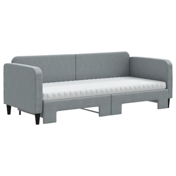 Dagbädd med madrasser utdragbar ljusgrå 80x200 cm tyg