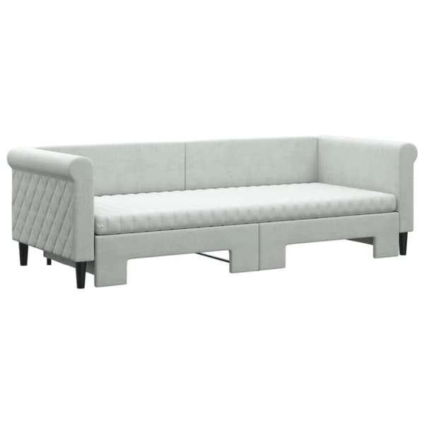 Dagbädd utdragbar med madrasser ljusgrå 80x200 cm sammet
