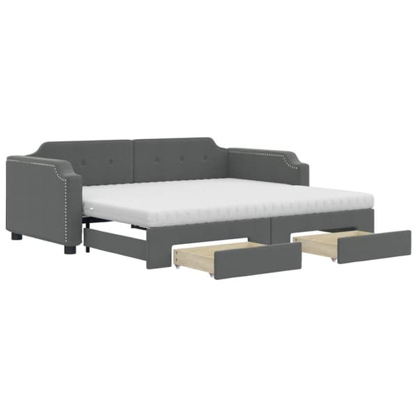 daybed med udtræk og skuffer 80x200 cm stof mørkegrå