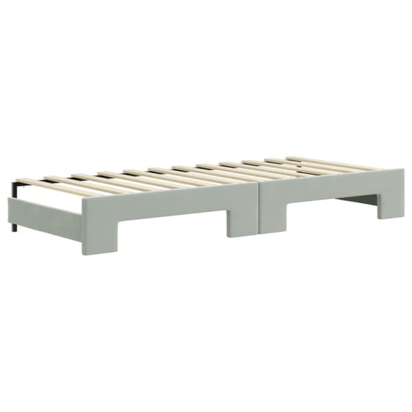 Dagbädd utdragbar med madrasser ljusgrå 80x200 cm sammet