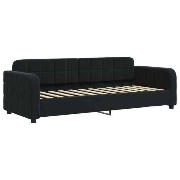 Dagbädd utdragbar med madrasser svart 80x200 cm sammet