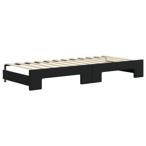 Dagbädd utdragbar med madrasser svart 80x200 cm sammet